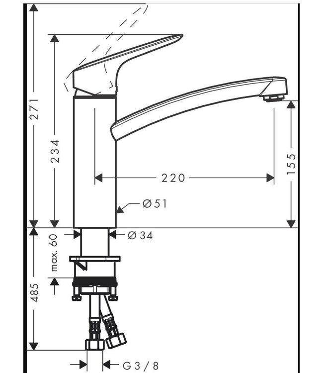 Hansgrohe Logis Coolstart EcoClick 71839 keukenmengkraan chroom