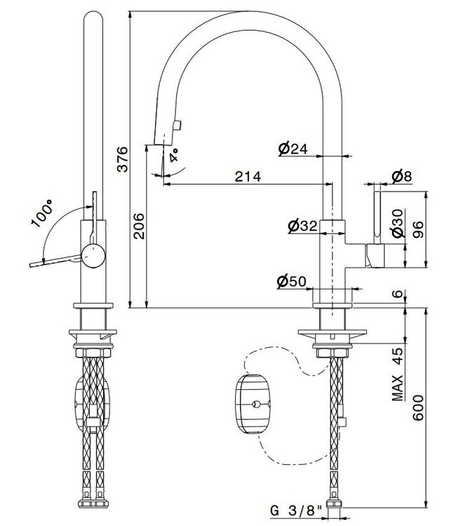Newform Maki 71845 keukenmengkraan chroom