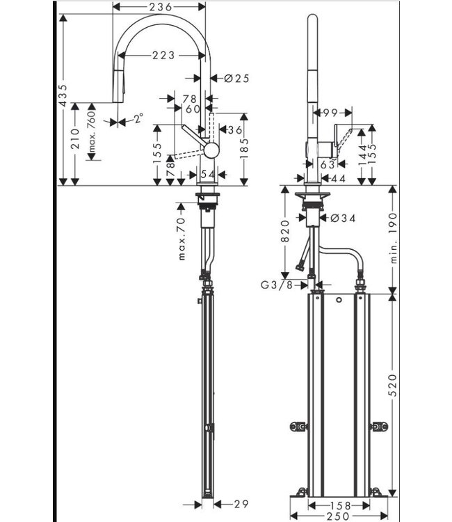Hansgrohe Talis M54 72801 keukenmengkraan chroom