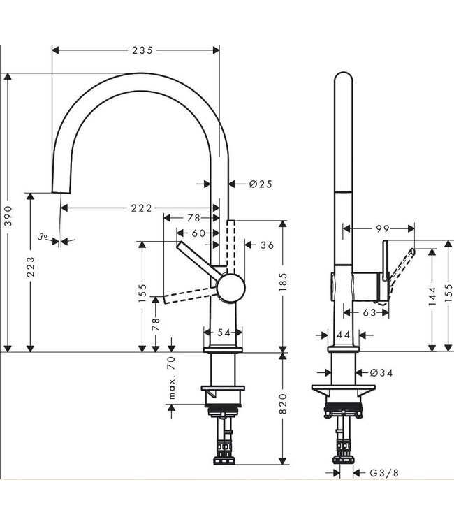 Hansgrohe Talis M54 72804 keukenmengkraan mat zwart