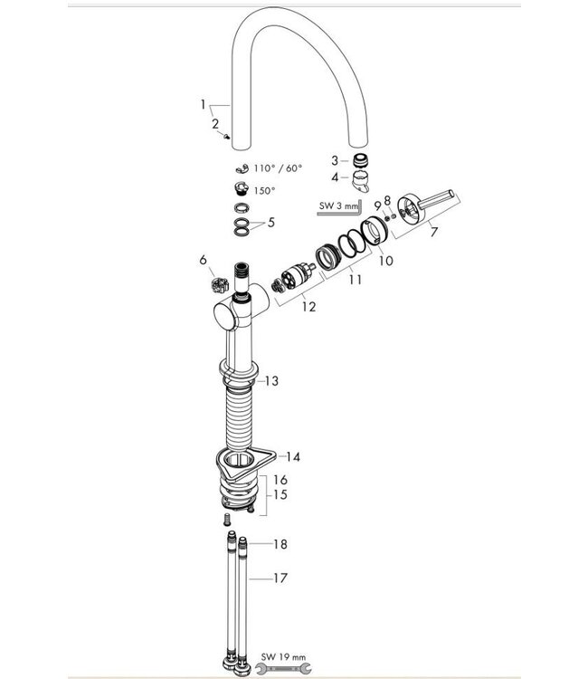 Hansgrohe Talis M54 72804 keukenmengkraan RVS-look