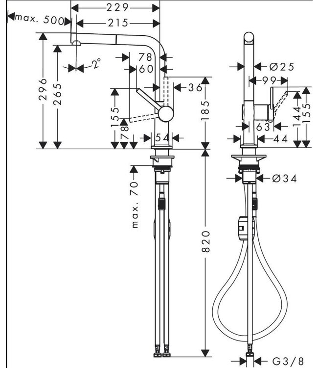 Hansgrohe Talis M54 72808 keukenmengkraan mat zwart