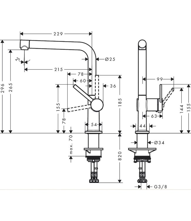 Hansgrohe Talis M54 72840 keukenmengkraan RVS-look