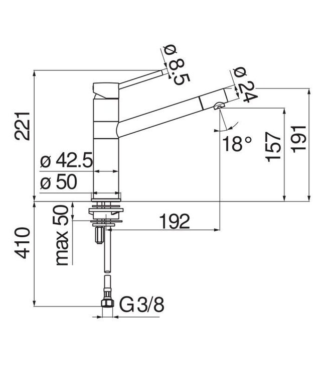 Doeco Royal Snow 7713 keukenmengkraan chroom