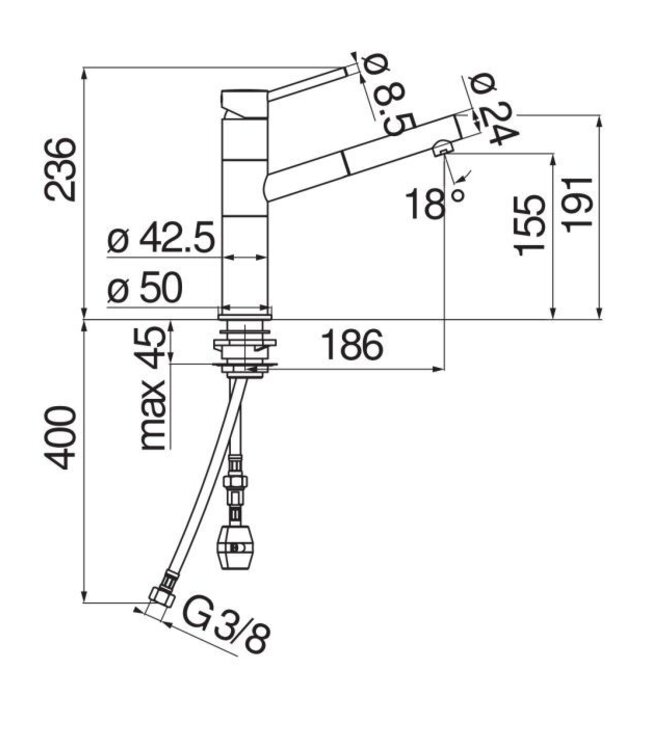 Doeco Royal Snow 7717 keukenmengkraan RVS-look