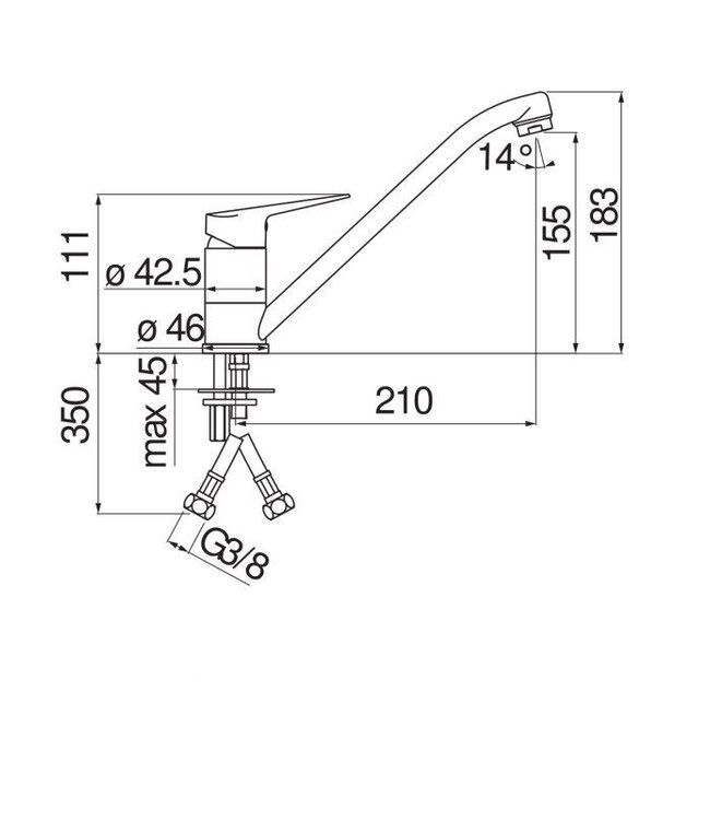 Doeco 81145 keukenmengkraan chroom