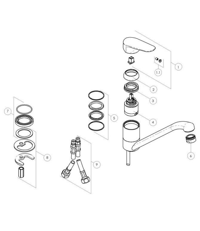 Doeco 81145 keukenmengkraan chroom