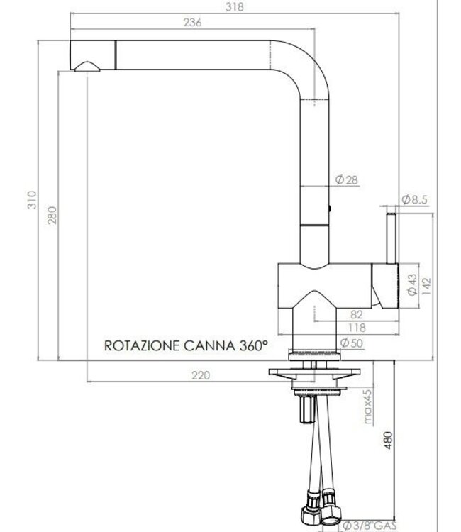 Doeco Royal Live 8191 keukenmengkraan chroom
