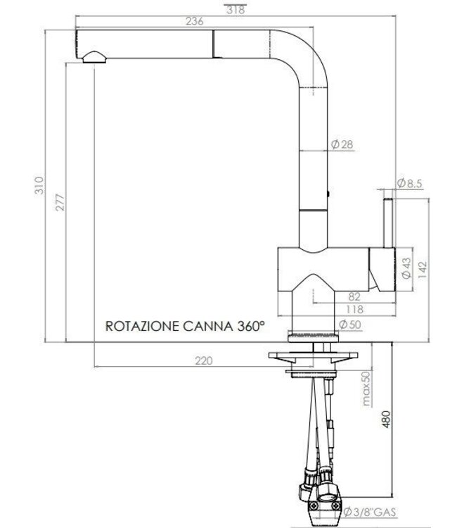 Doeco Royal Live 8193 keukenmengkraan chroom