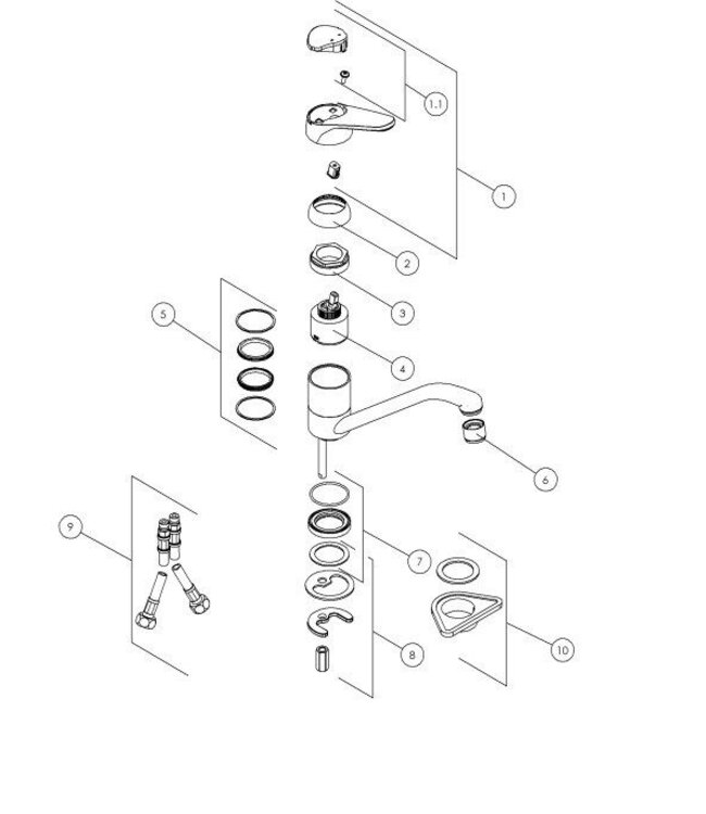 Doeco Time 27113 keukenmengkraan chroom