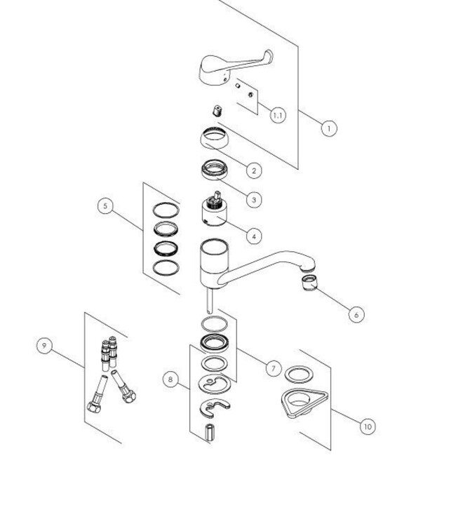 Doeco Time keukenmengkraan chroom