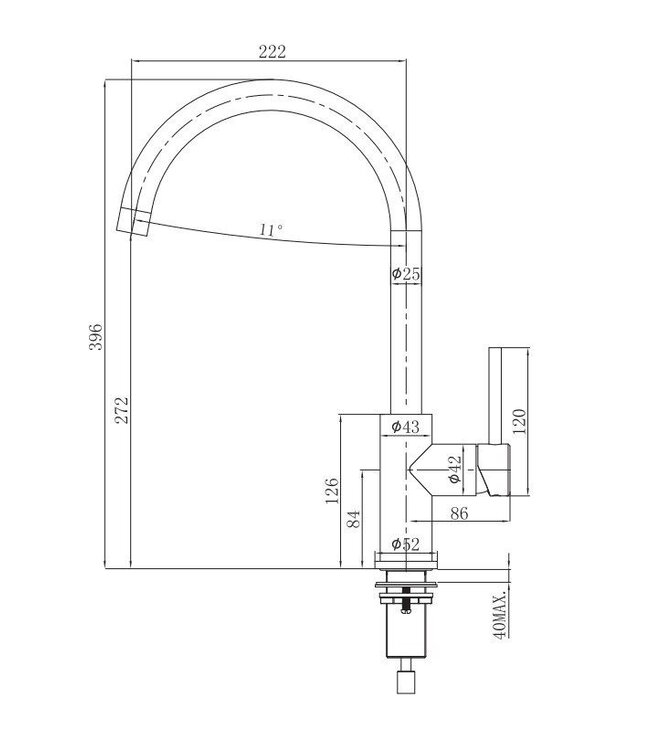 Doeco Inox 910 keukenmengkraan RVS