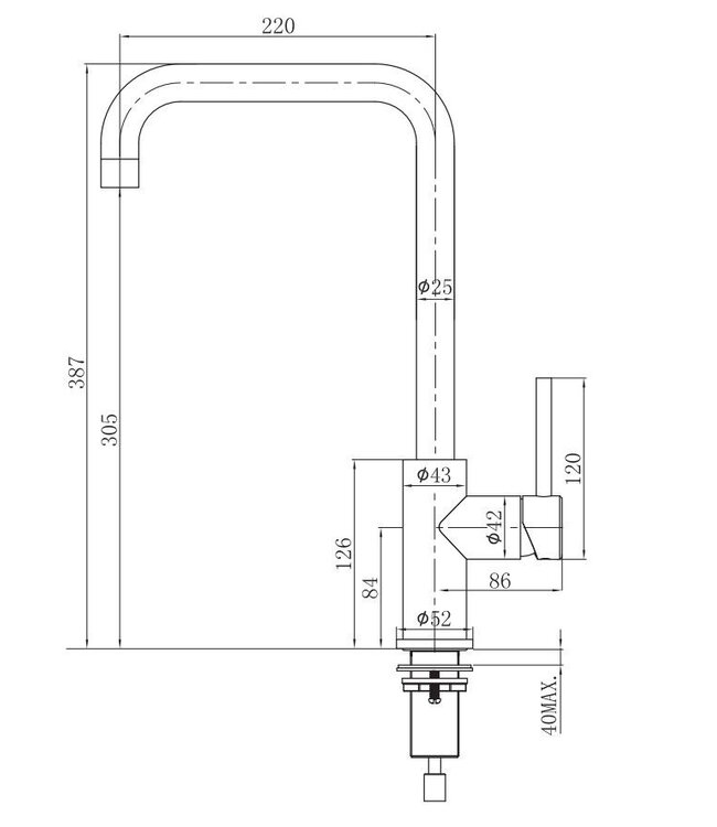 Doeco Inox 920 keukenmengkraan RVS