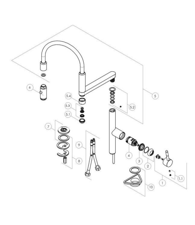 Doeco Royal Move 92400 keukenmengkraan zwart