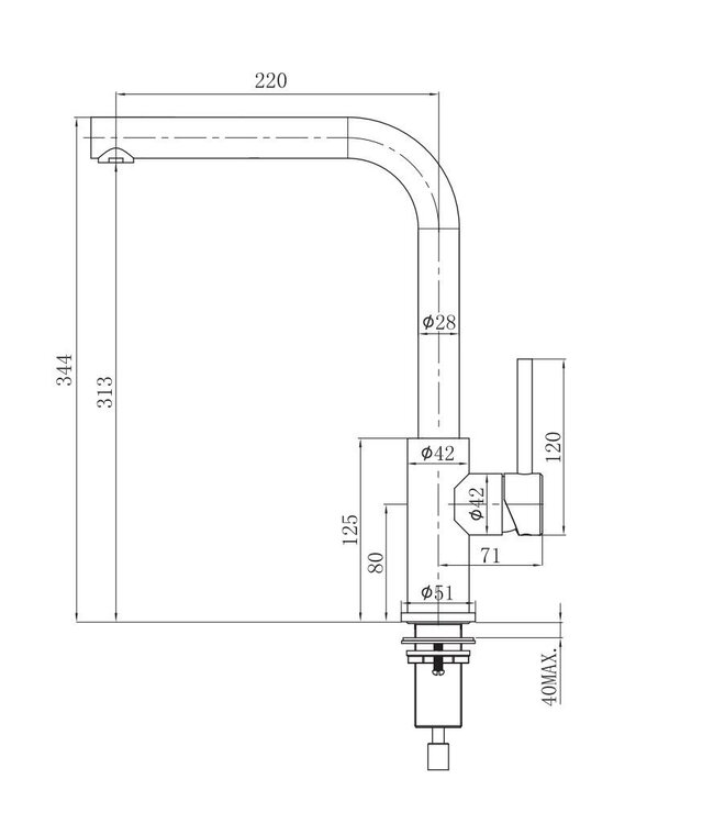 Doeco Inox 940 keukenmengkraan RVS