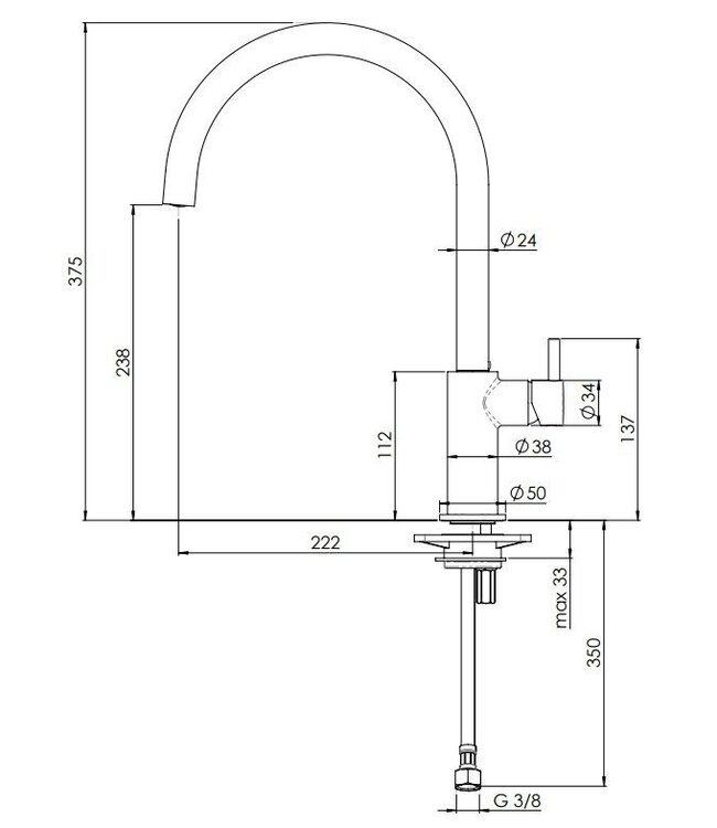 Doeco Cuci 96113 keukenmengkraan chroom