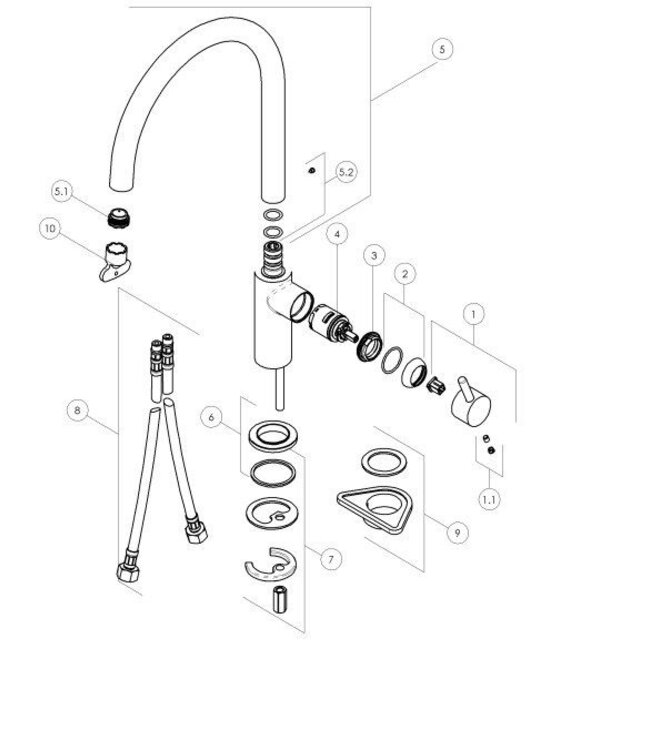 Doeco Cuci 96113 keukenmengkraan chroom