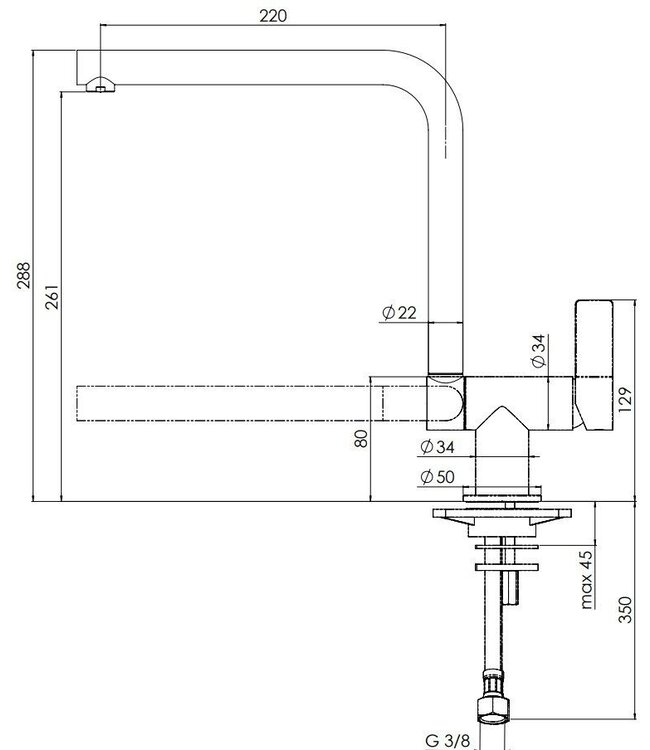 Doeco Royal 96114 keukenmengkraan chroom
