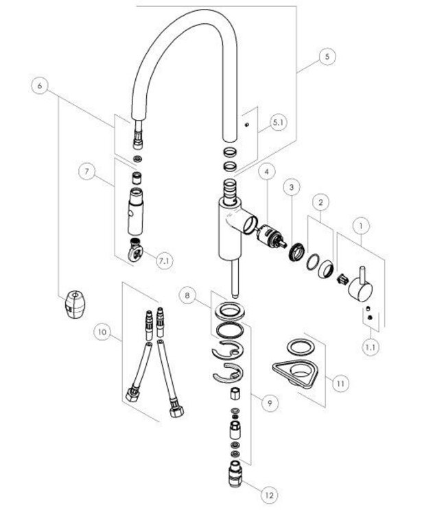 Doeco Royal Cuci 96137 keukenmengkraan chroom