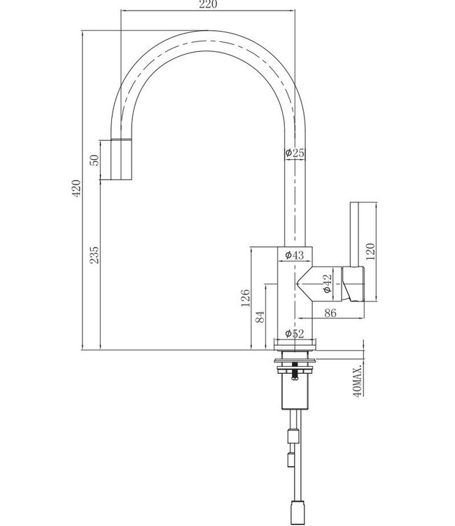 Lorreine Aire keukenmengkraan mat zwart