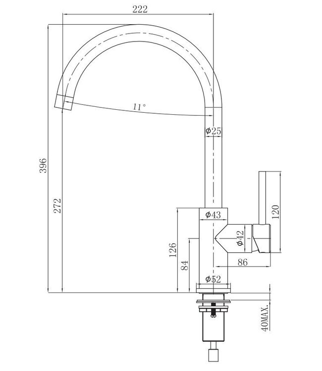 Lorreine Mersey keukenmengkraan in goud