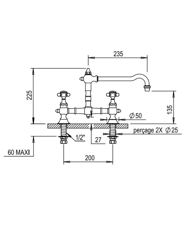 Deux 1101 keukenmengkraan chroom