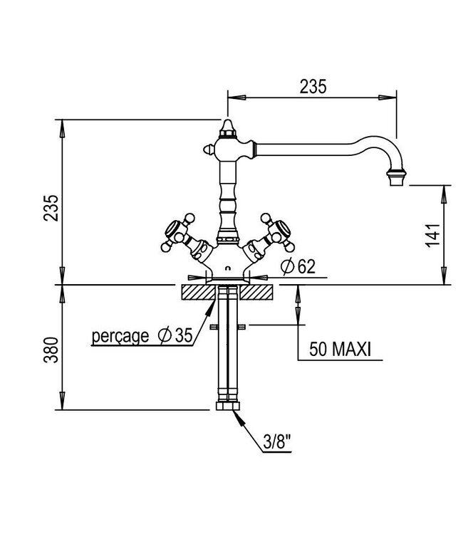 Orienta 1103 keukenmengkraan chroom
