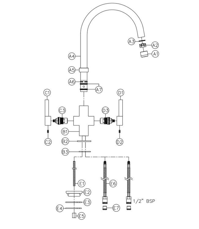 Abode Pico keukenmengkraan RVS look