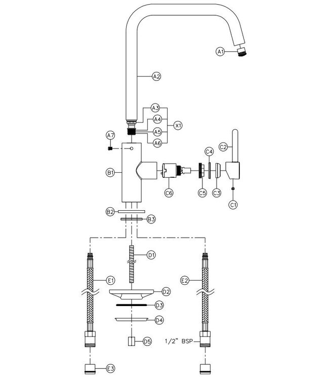 Abode Althia keukenmengkraan chroom