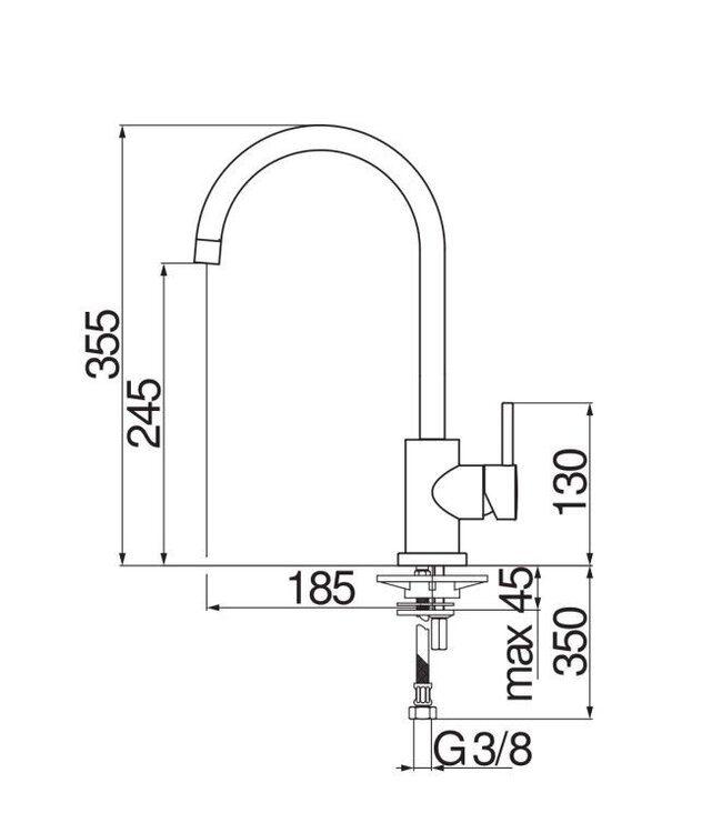 Doeco Royal 133 keukenmengkraan zwart