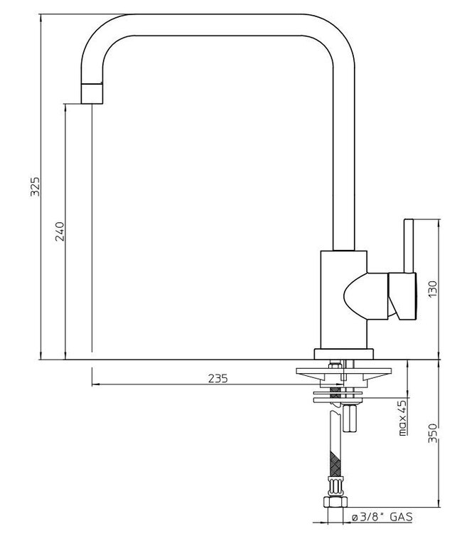 Doeco Royal 134 keukenmengkraan chroom