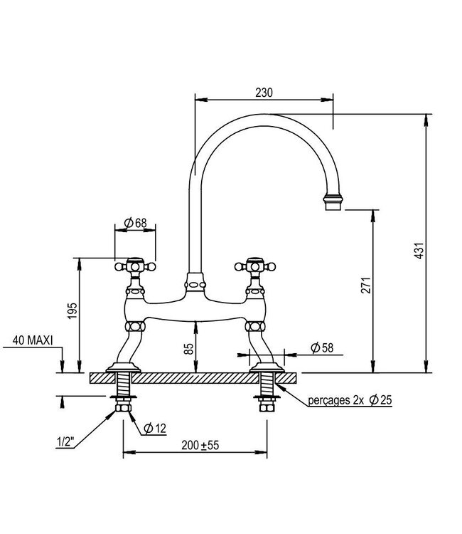 Horus Victoria 19141 keukenmengkraan nikkel mat