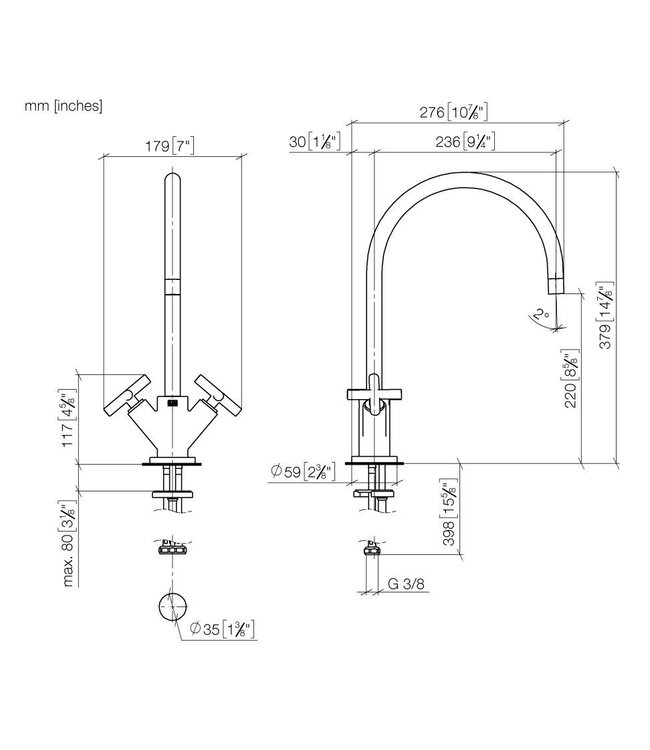 Dornbracht Tara keukenmengkraan platina mat