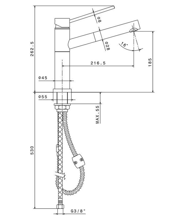 Newform 2415 kraan RVS X-Trend uittrekbare perlator