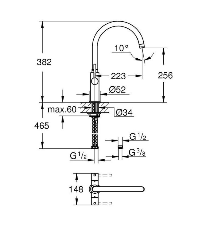 Grohe Ambi Cosmopol 30190000 keukenmengkraan chroom