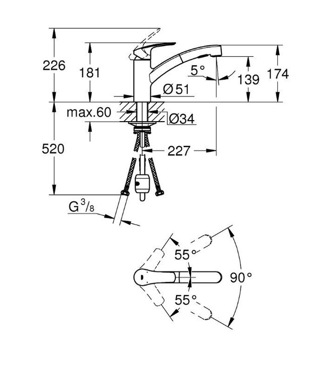 Grohe Eurosmart Zero 30305001 uittrekbaar keukenmengkraan chroom