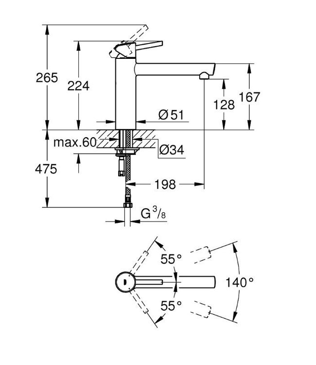 Grohe Concetto Medium 31128DC1 keukenmengkraan staal