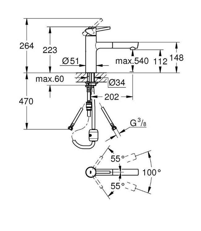 Grohe Concetto uittrekbaar 31129001 keukenmengkraan chroom
