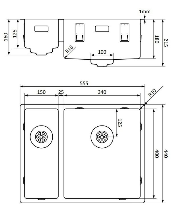 Lorreine 1534SP Dubbele Spoelbak - Copper