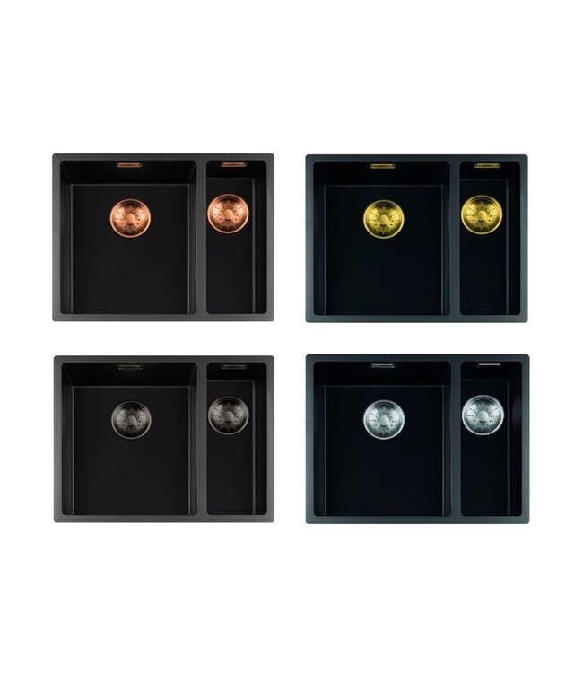 Lorreine 3415BQ-FU Dubbele Spoelbak - Zwart