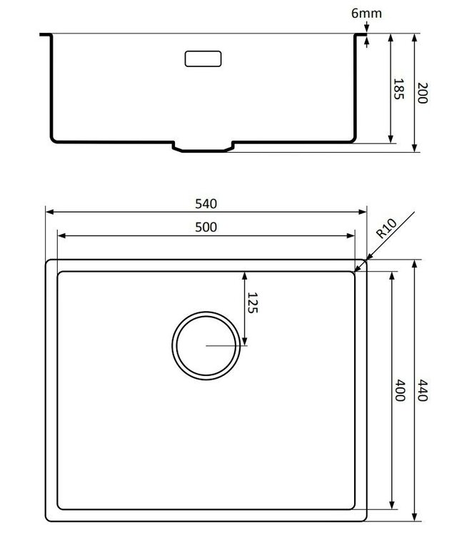 Lorreine 50BQ-FU Enkele Spoelbak - RVS