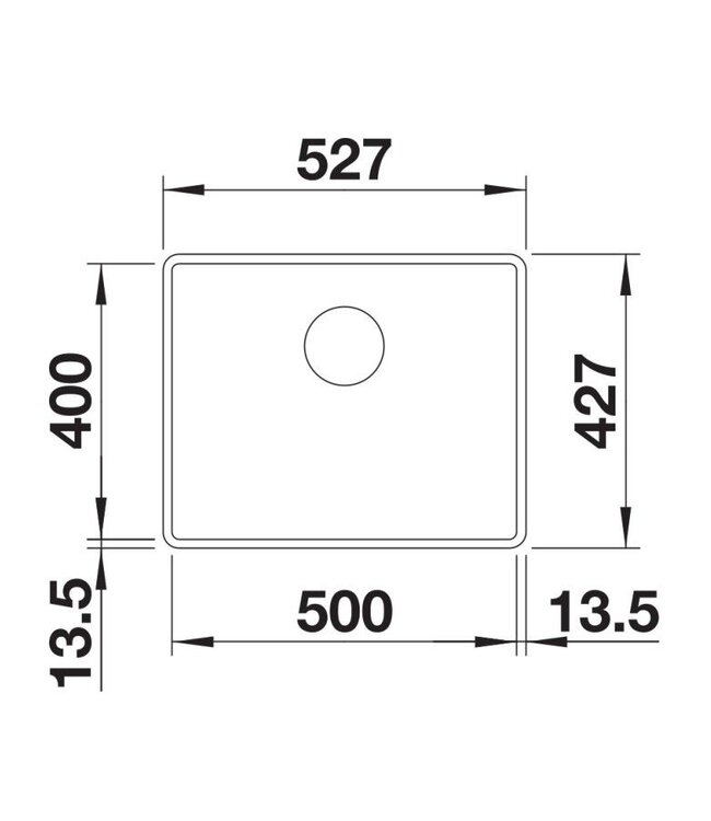Blanco Subline 500-F Enkele Spoelbak - Zwart