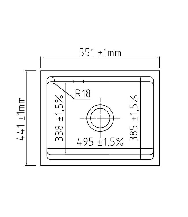 Keradome Kara 50U Enkele Spoelbak - Nigra