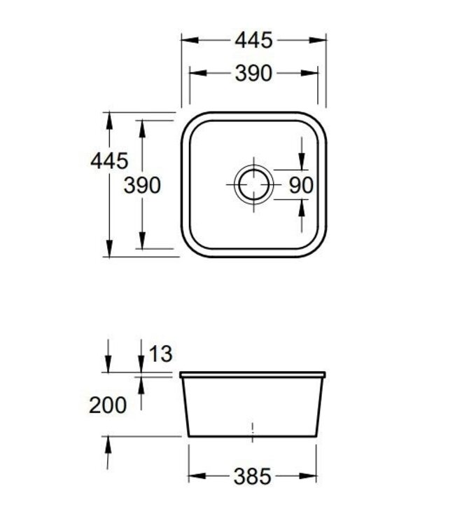 Villeroy&Boch Cisterna 50 Enkele Spoelbak - Zwart