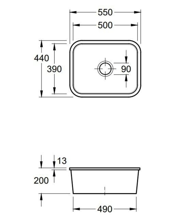 Villeroy&Boch Cisterna 60 Enkele Spoelbak - Zwart