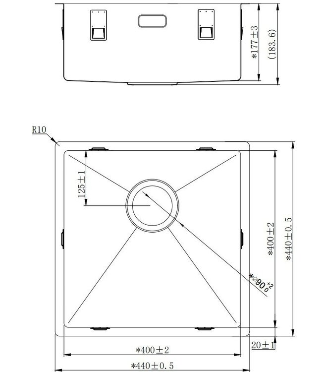Alpha R-40 Enkele Spoelbak - RVS