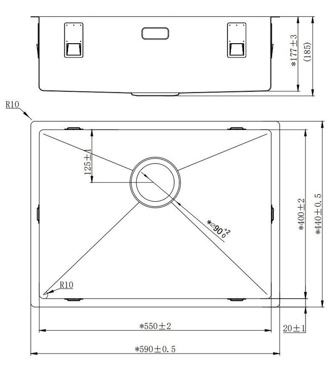 Alpha R-55 Enkele Spoelbak - RVS