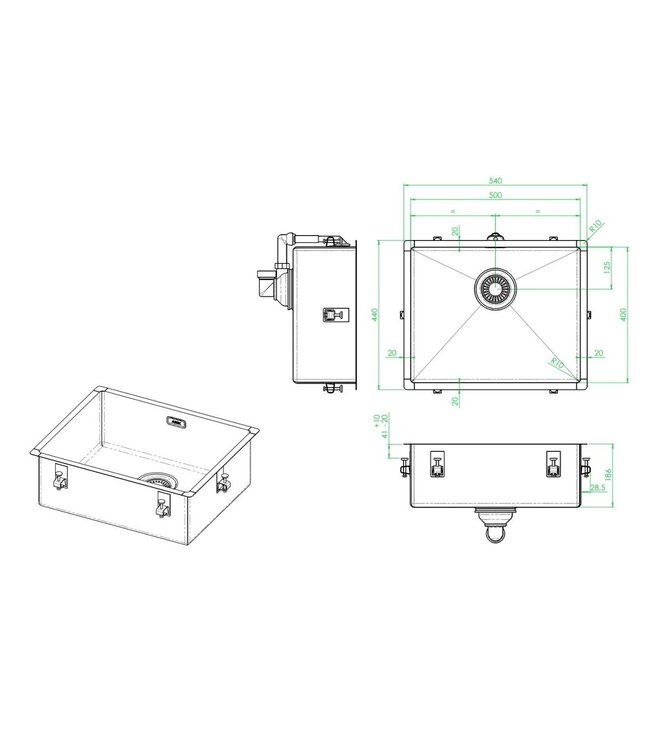 Bingara 50VI Enkele Spoelbak - RVS