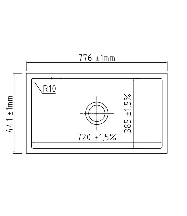 Keradome Mera 80 Enkele Spoelbak - Nigra