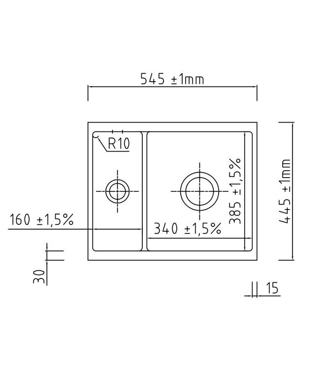 Keradome Mera 60 Dubbele Spoelbak - Glanzend wit